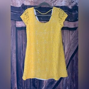 Yellow fully lined Lace Women's Mini dress *Temporary discounted shipping !